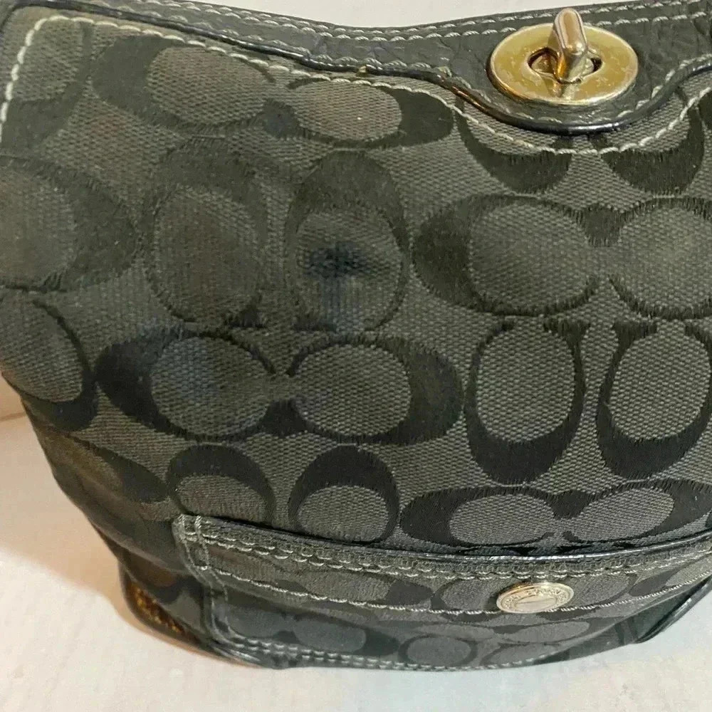 Coach Cc Signature Canvas Print Satchel Handbag - image 8